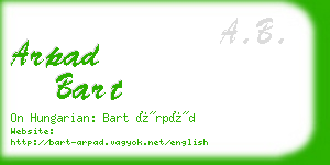 arpad bart business card